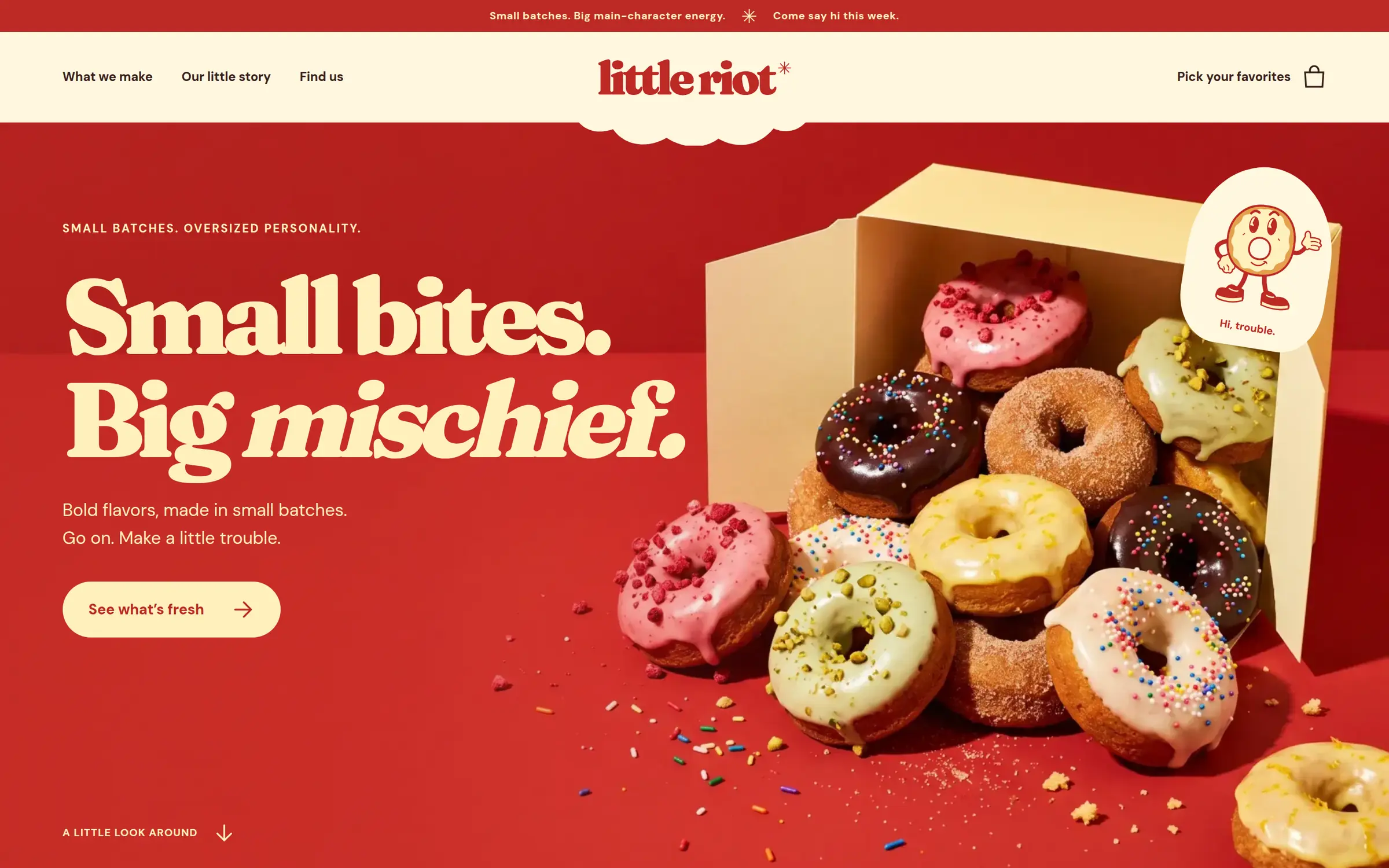 The top of Little Riot’s website, made with Vendorbound.